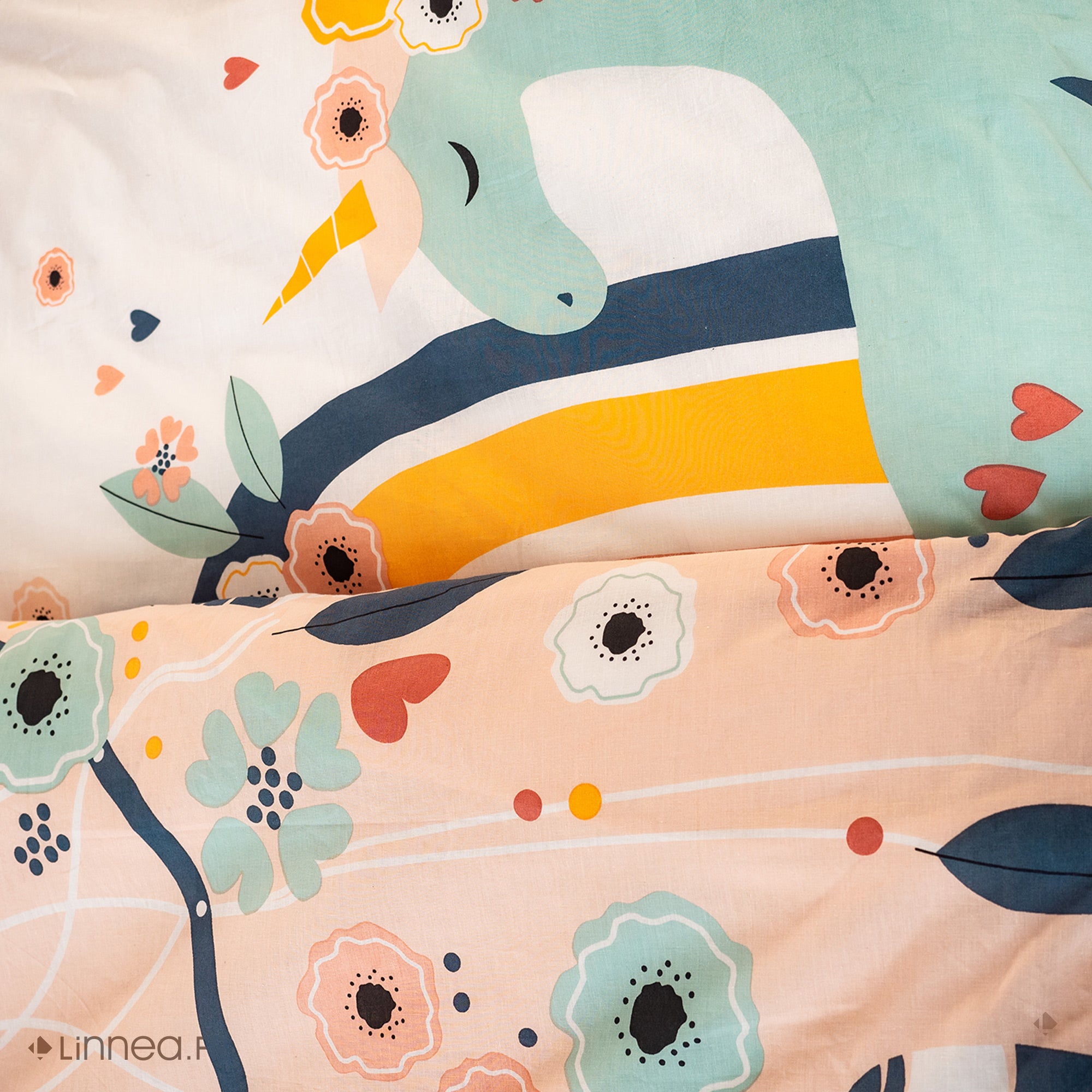 Parure de lit 140x200 cm coton bci adouci PRUNELLIA rose 2 pièces - 3