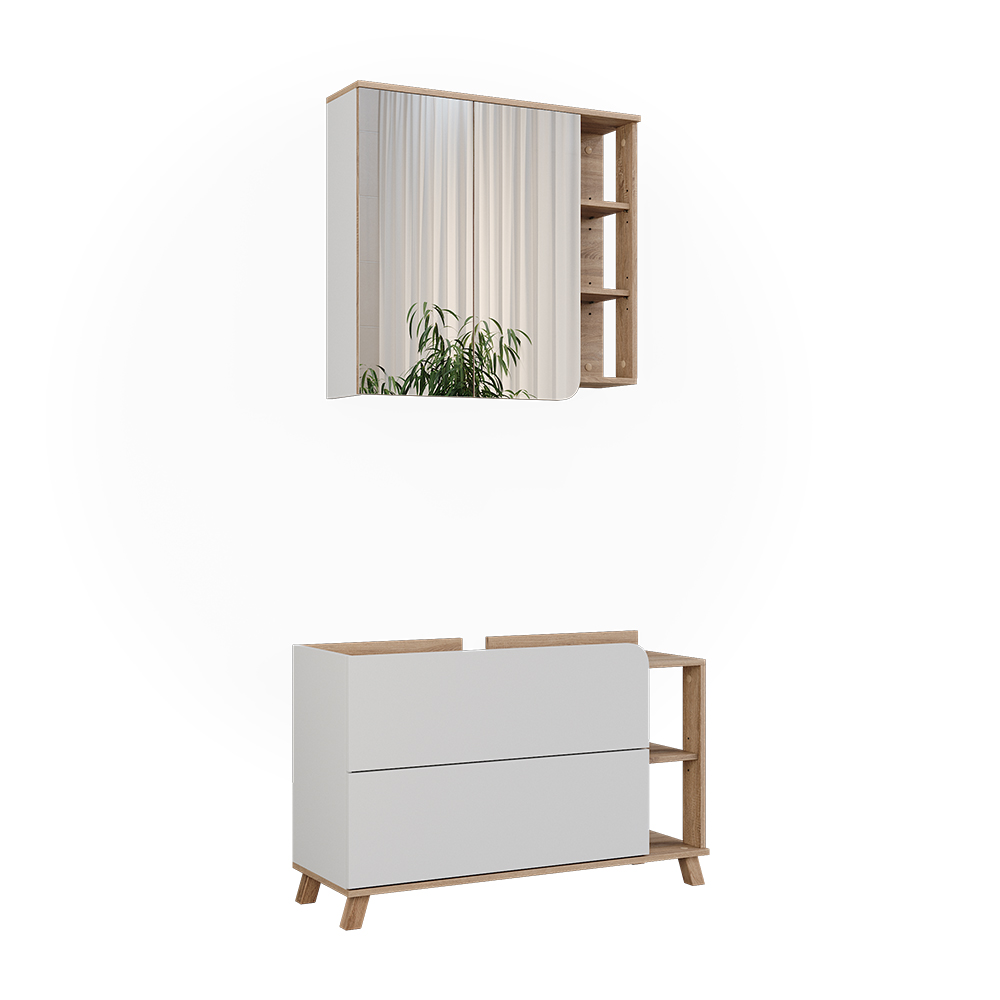 Vicco Zestaw mebli łazienkowych Karen, Sonoma/Biały, 2 części