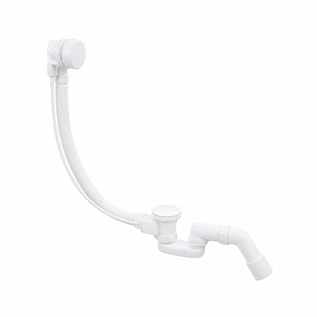Ensemble de vidange de baignoire avec bonde extra-plat en laiton - Blanc