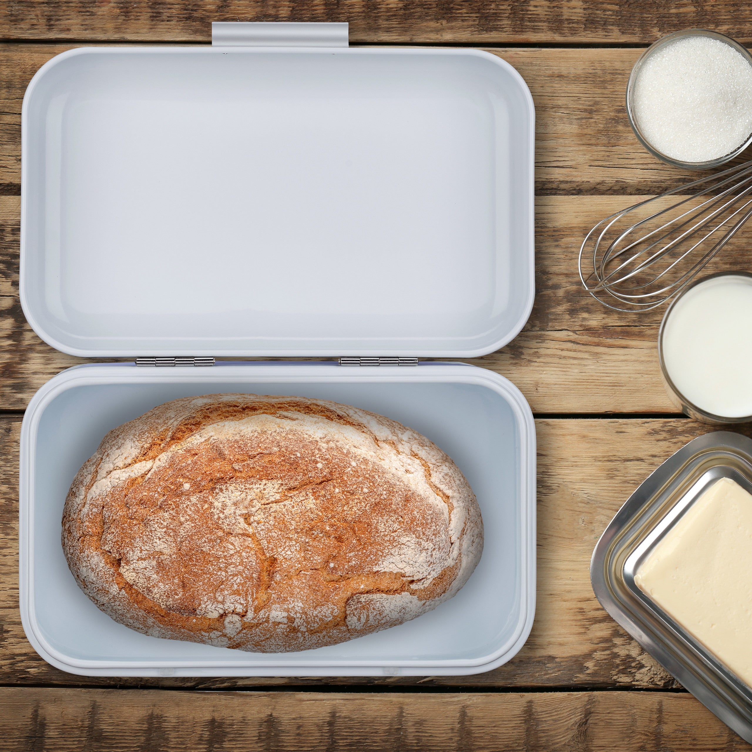 Contenitore Per Pane Retrò Bianco Latte – Grande Capacità Con Coperchio - 3
