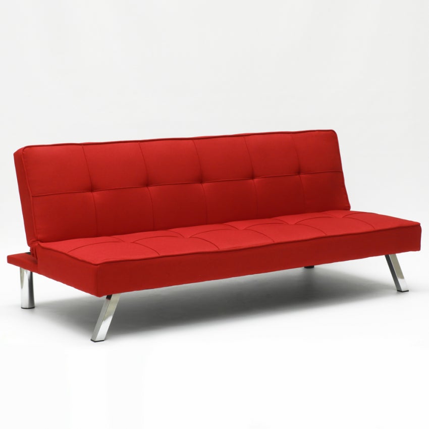 Divano letto in tessuto 2 posti design moderno Gemma pronto letto - Rosso - 2