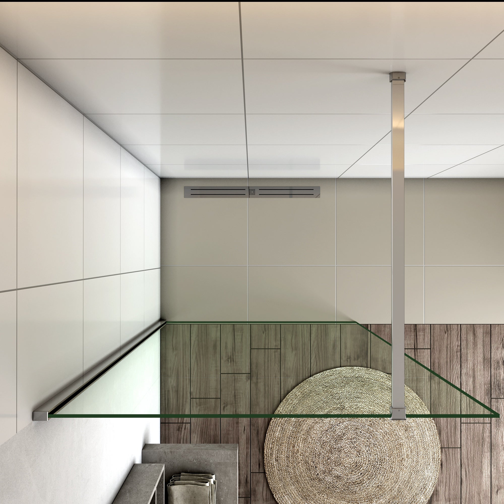 AICA Painel de duche Fixo de folha única Painel de Tela Fixa Vidro Anti-calcário 8mm com uma Barra de 90cm Tamanho(78-80)x200cm - 2