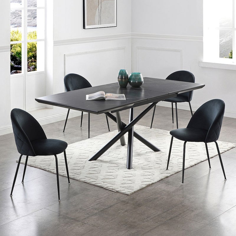 Zestaw 6 krzeseł z weluru i stali nierdzewnej - Czarny - MELBOURNE