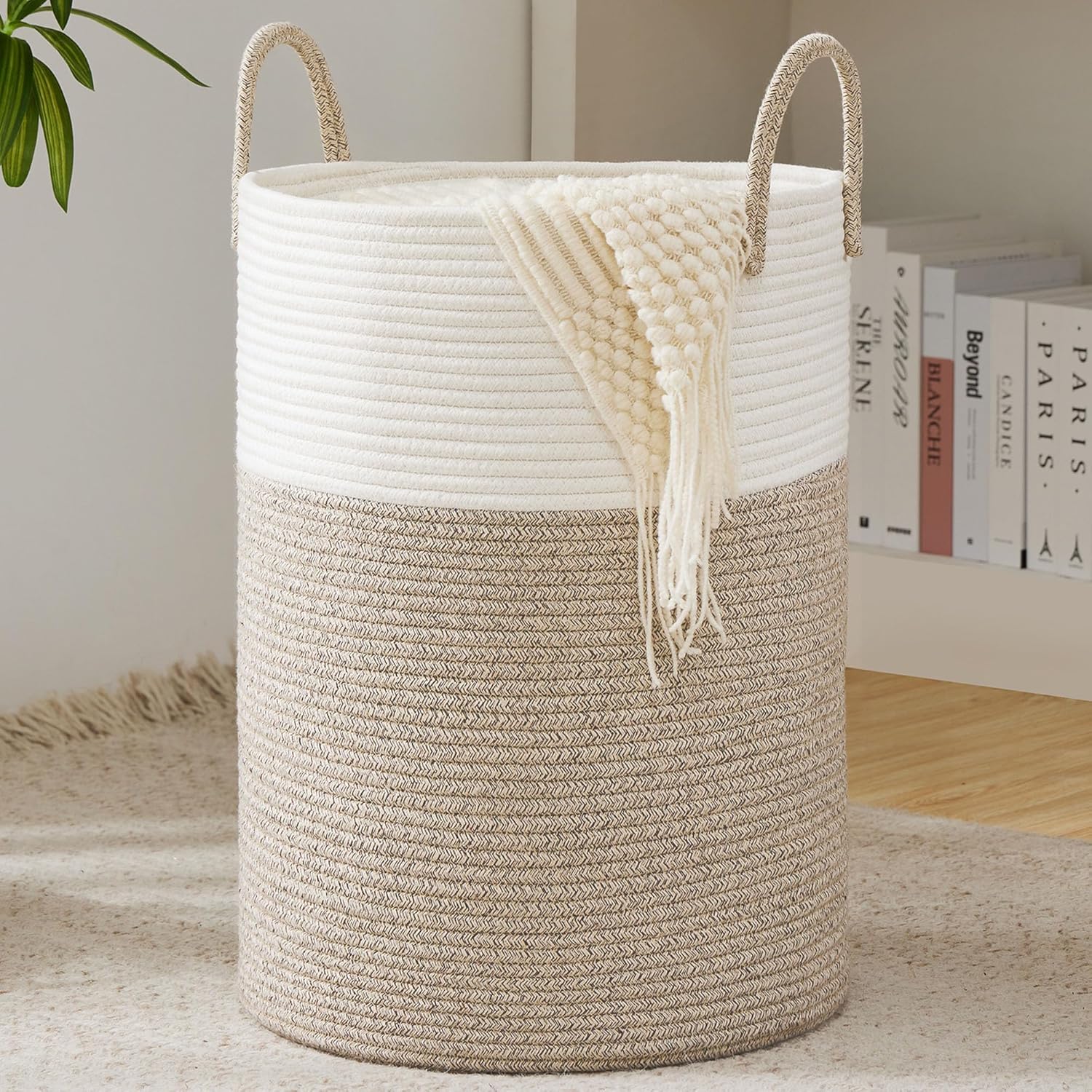 Kosz do przechowywania 58L - Składany kosz na pranie 52x38cm z włókna roślinnego (zabawki/pokój/łazienka)