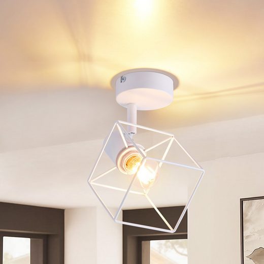 ZMH Metalowy reflektor sufitowy w stylu vintage z jedną żarówką E14, regulowany w zakresie 350°, do salonu