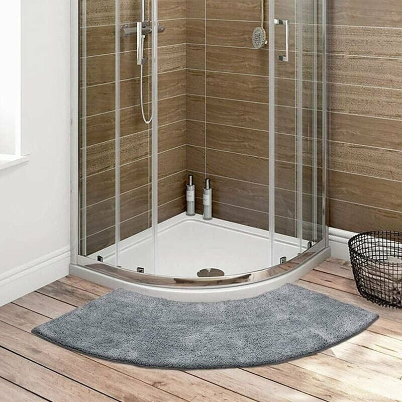 Tappetino da doccia angolare, tappeto da bagno in luffa a forma di ventaglio, tappeto curvo per doccia interna, tappetini da bagno con scarico a quadrante con scarico, tappetino da bagno lavabile
