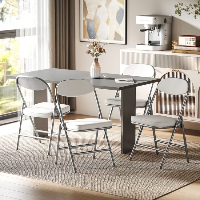 SoBuy Lotto da 4 Sedie Pieghevoli da Pranzo con Seduta e Schienale Imbottiti, Design Elegante e Salvaspazio Sedie Pieghevoli da Interno, Perfette per Cucina, Ufficio ed Esterno, Grigio FST40-HGx4 SoBuy Lotto da 4 Sedie Pieghevoli da Pranzo con Seduta e Schienale Imbottiti, Design Elegante e Salvaspazio Sedie Pieghevoli da Interno, Perfette per Cucina, Ufficio ed Esterno, Grigio FST40-HGx4