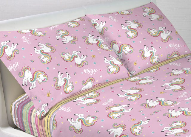 Kids Rule Set Lenzuola Unicorno 4 Pezzi Rosa | Microfibra Morbida Per Letto Singolo O Matrimoniale - 2