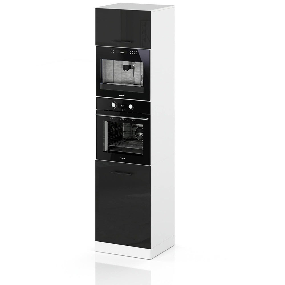Słupek kuchenny dolny 60cm piekarnik mikrofala s60m spremium czarny połysk