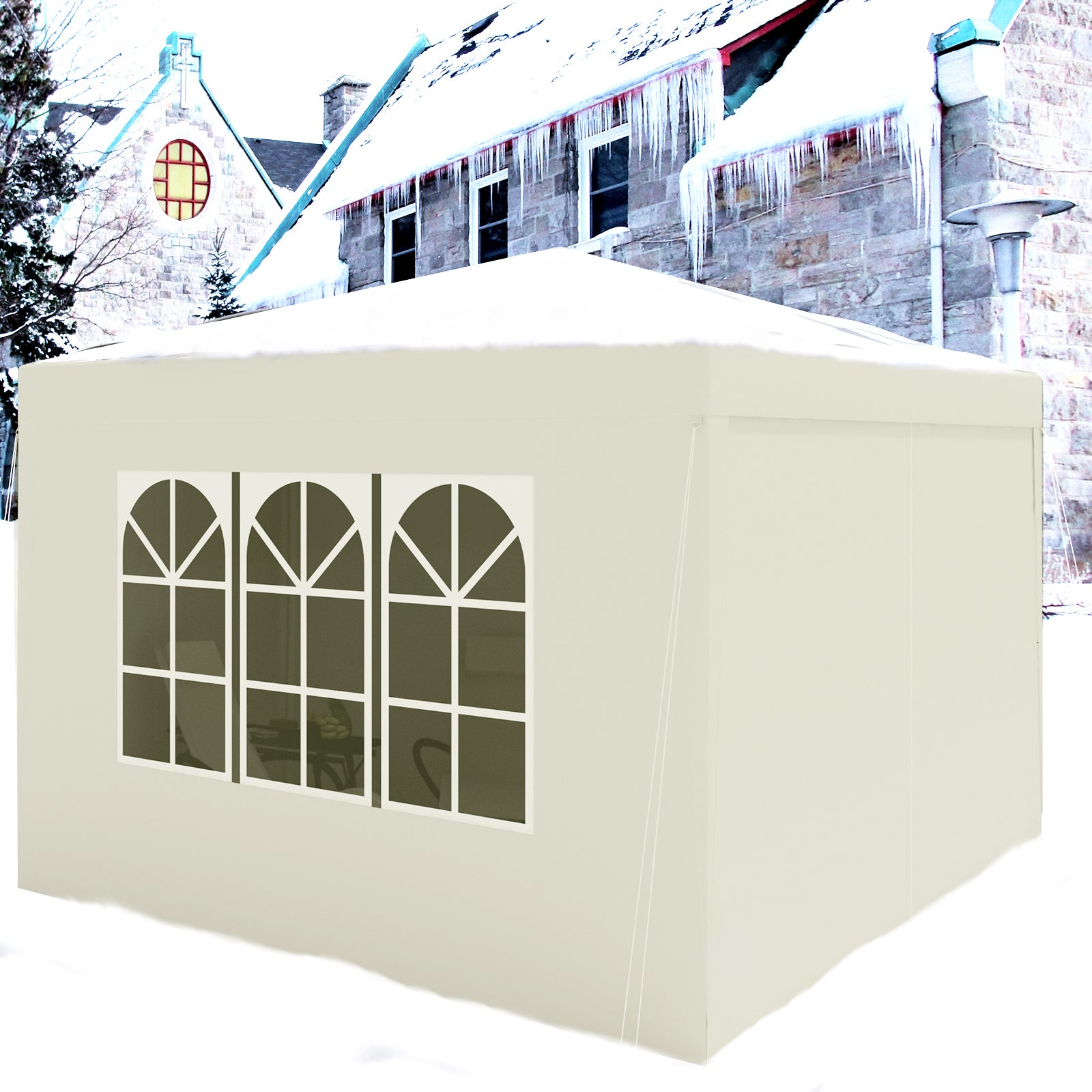 3 x 3m jardín carpa plegable toldo impermeable UV protección solar con bolsa de transporte Camping Gazebo Sunshade Shelter,Azul - 4