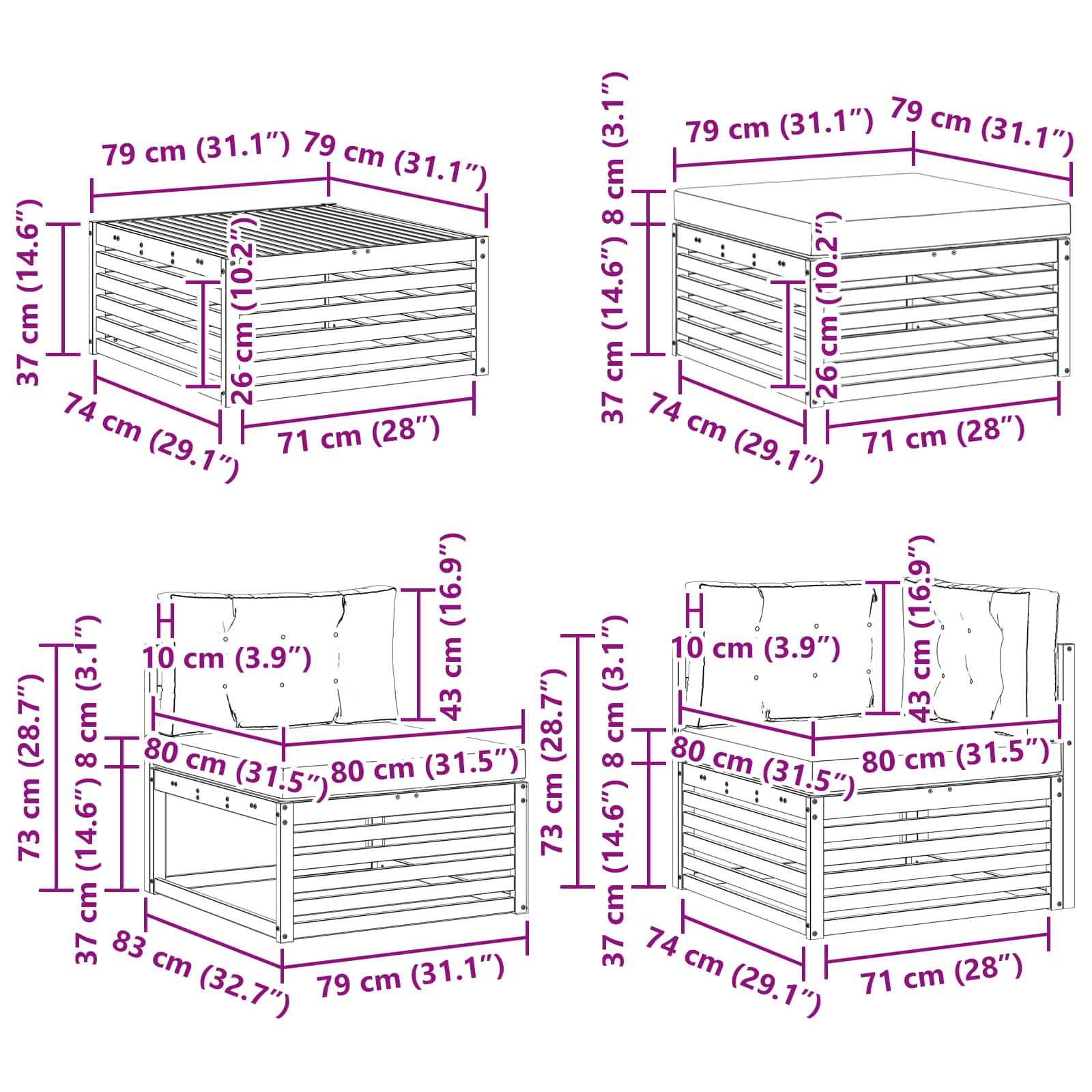 Ensemble de canapés d'extérieur 7 pc naturel et beige - 9