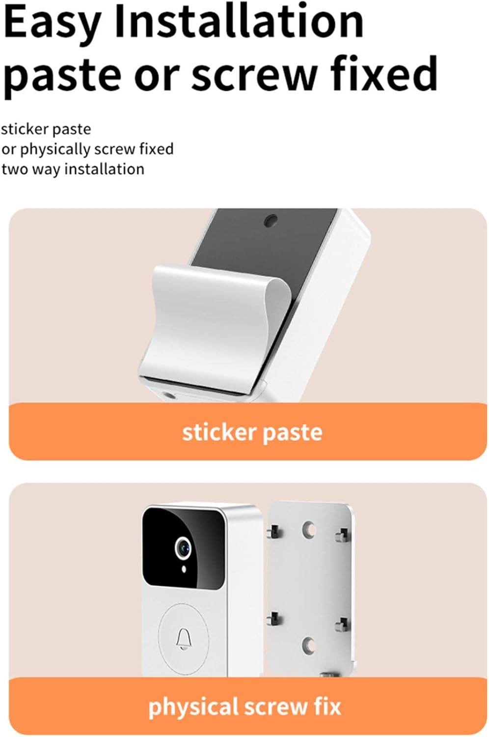 Sonnette sans fil avec caméra vidéo intelligente, Vision nocturne HD 1080P, sonnette de sécurité Rechargeable WiFi - 5