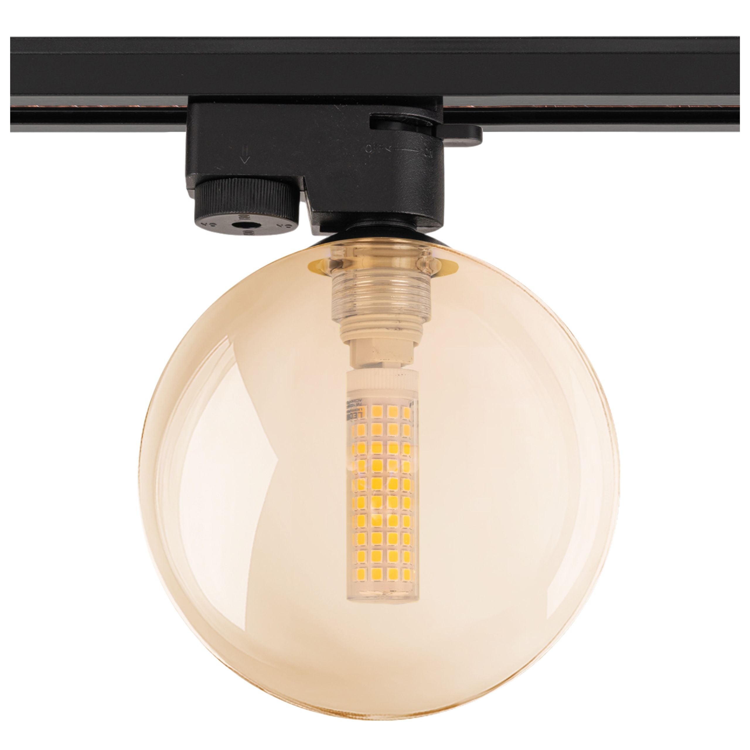 Lampa szynowa wisząca BURSZTYNOWA KULA klosz G9 na szynoprzewód Oprawa szklana AMBER okrągła 12cm OZDOBNA - LEDHOFF