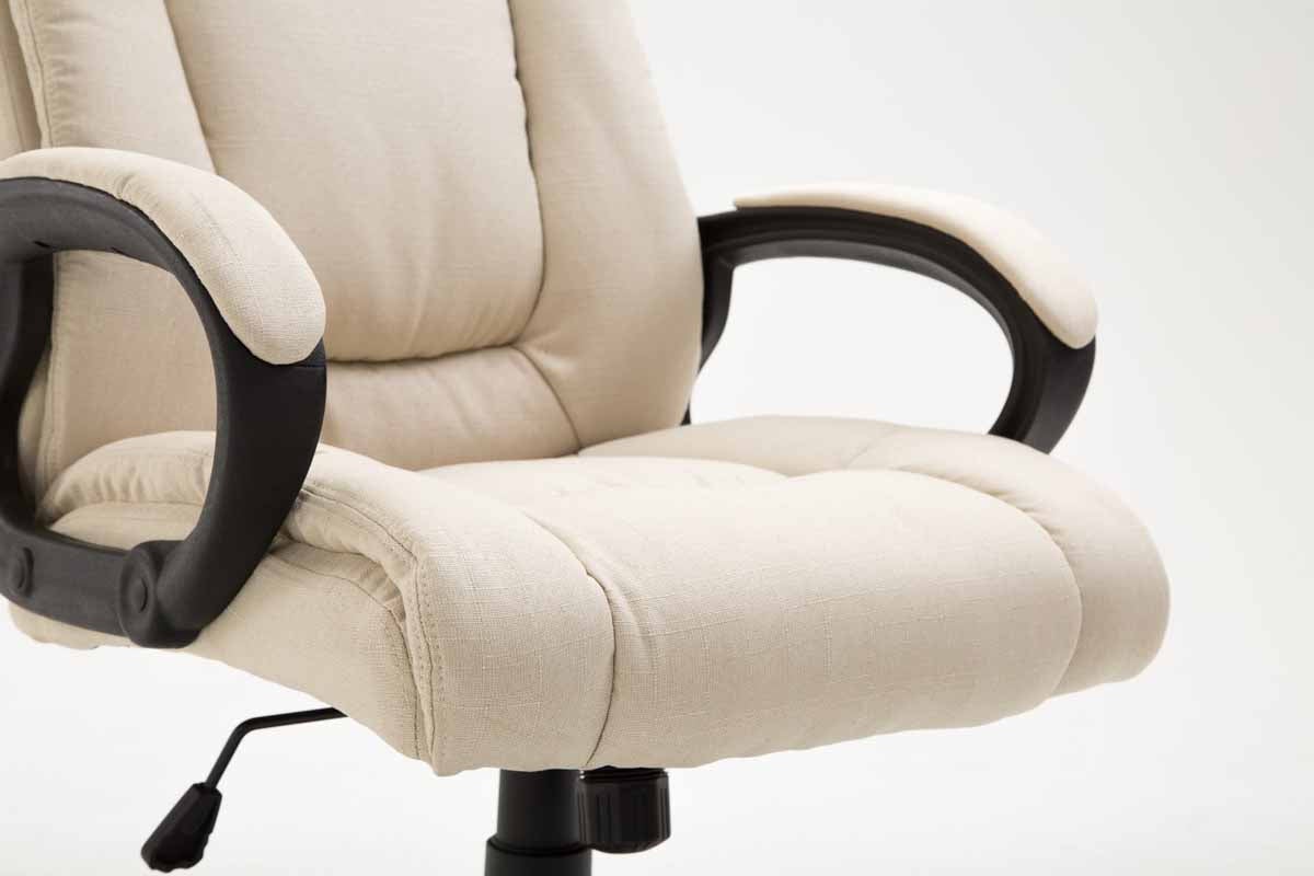 Sillón ejecutivo giratorio tapizado con reposabrazos tapizado en tela color crema estructura de plástico 10_0006988 - 6