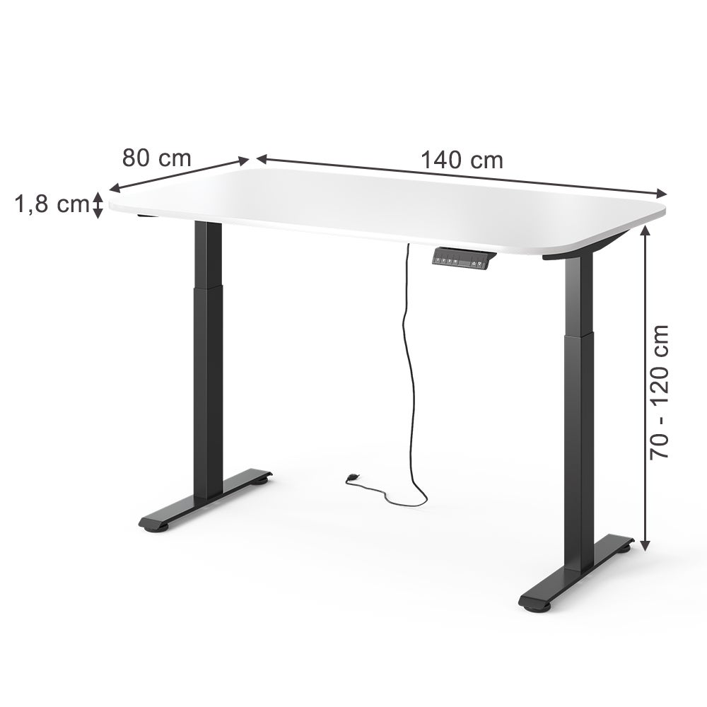Vicco Biurko Elevate, Czarny/biały, 140 x 80 cm 2 silniki - 2
