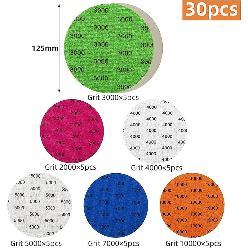 130 Disques De Ponçage SIQUK 50mm - Grains 80 à 10000 - Pour Meuleuse - Lot Neuf