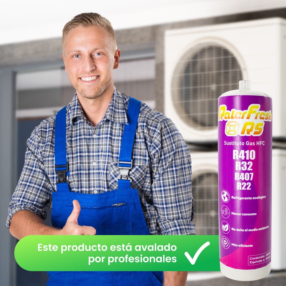 Lot de 2 bouteilles de gaz réfrigérant RALERFRESH RS avec manomètre, flexibles, clé et adaptateur - 6