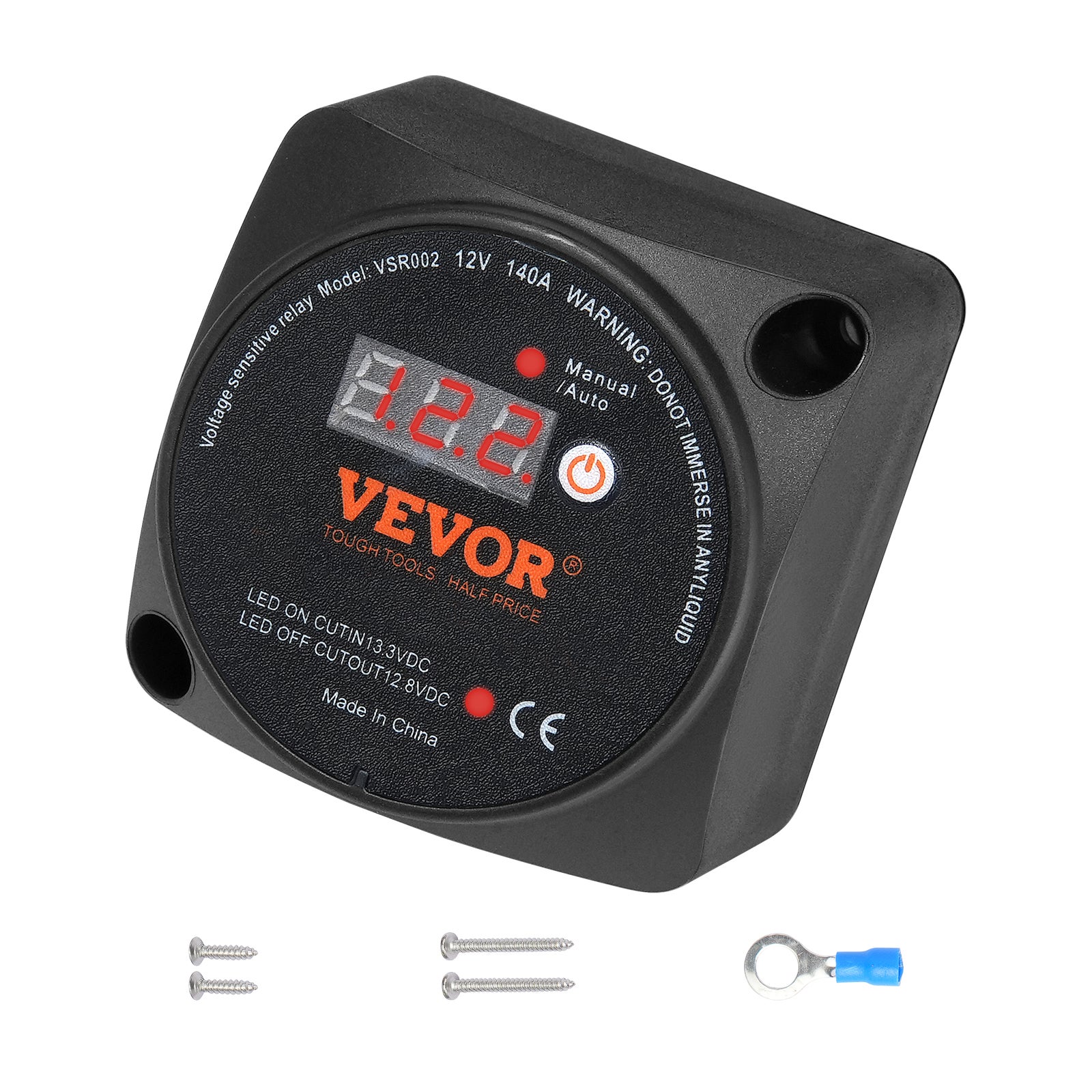 Isolateur batterie double,VEVOR 12V140 A,relais sensible tension VSR avec écran LCD,modes manuel automatique pour ATV,UTV,camping-car tout-terrain - 9