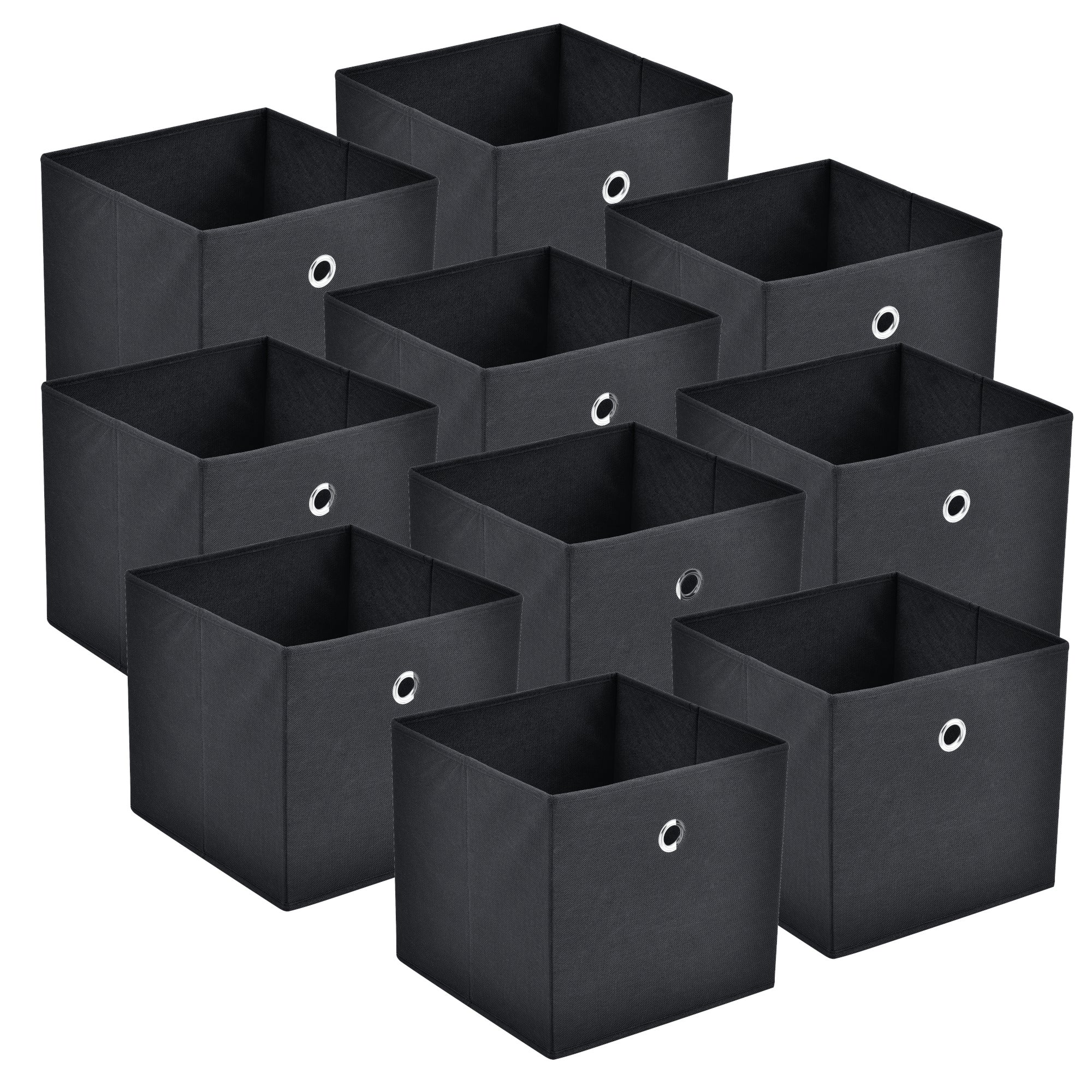 Set de 10 Boîtes de Rangement Textile Non Tissé 28 x 30 x 30 cm Noir [en.casa] - 7