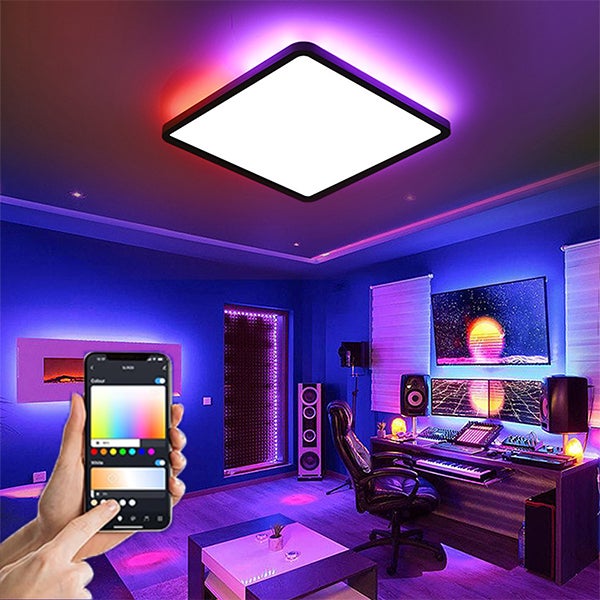 Wbudowany plafon LED regulowana lampa RGB kolory sterowanie przez aplikację inteligentny plafon LED wifi lampa dekoracyjna do salonu lampka nocna