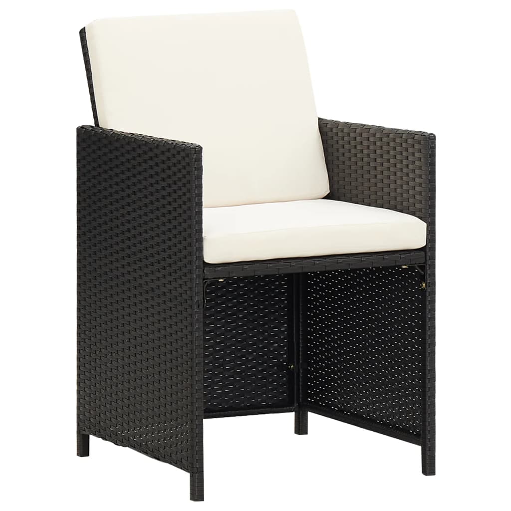 Ensemble à dîner de jardin avec coussins 5 pcs poly rotin noir vidaXL - 5