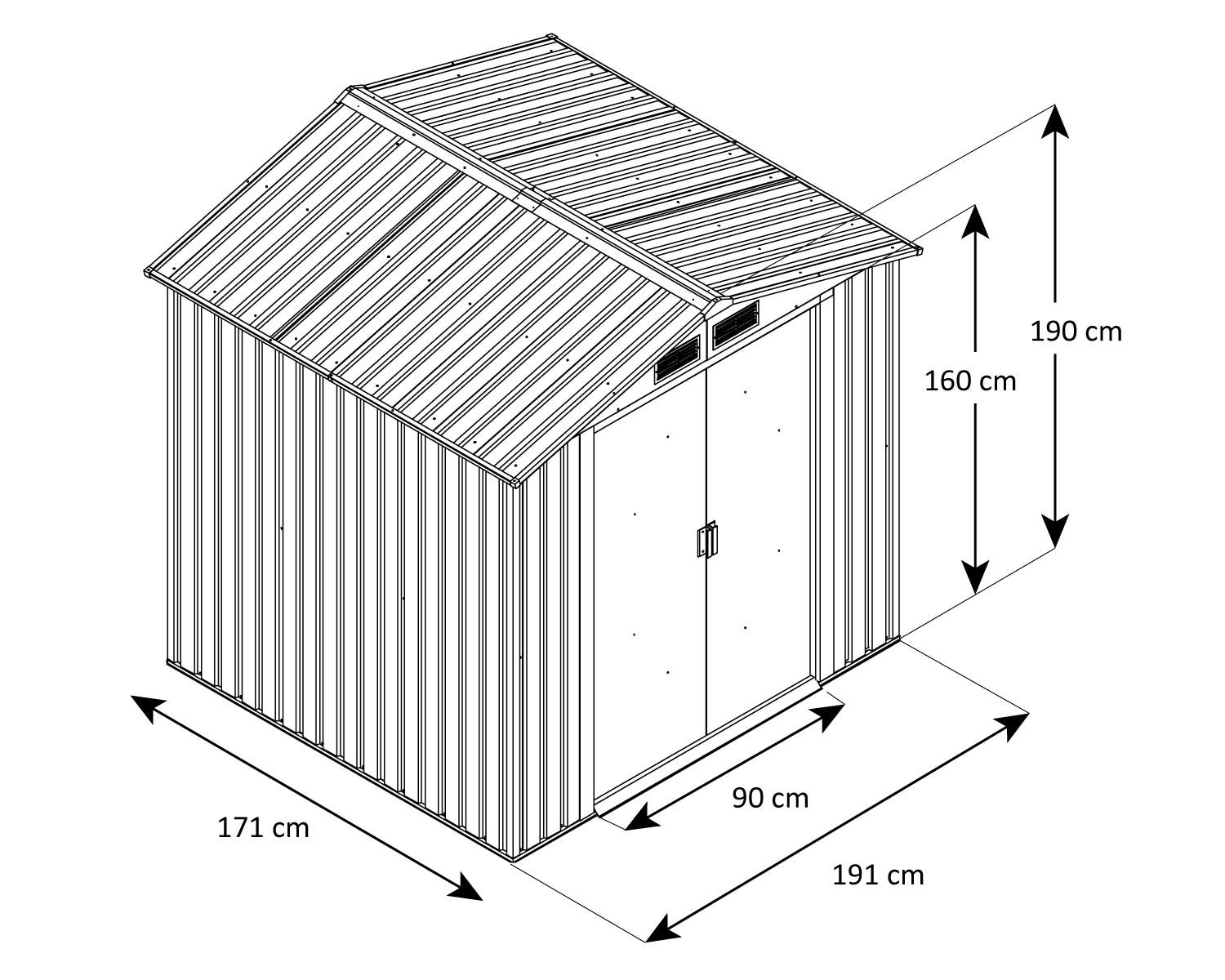 Abri de jardin métal 3,26 m2 + kit d'ancrage - 3