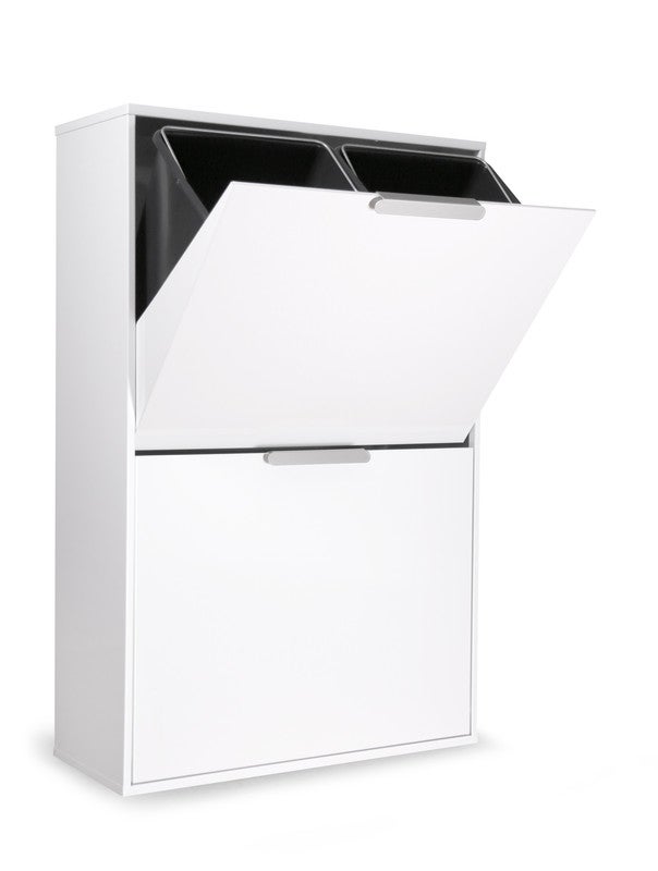 Arregui ecoclas cr601-e cubo de basura y reciclaje de acero de 4 cubos, mueble de reciclaje, 4 x 17 l (68 l), blanco
