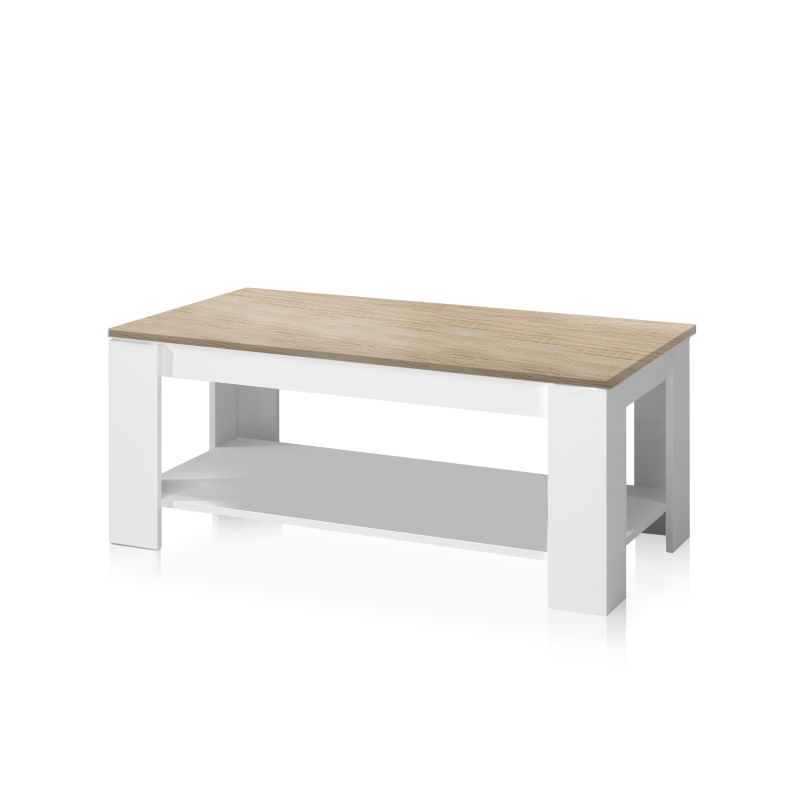 Mesa de centro elevatória Lya Blanco Artik (Blanco Mate) - Roble Canadian 102 x 54 x cm - 8