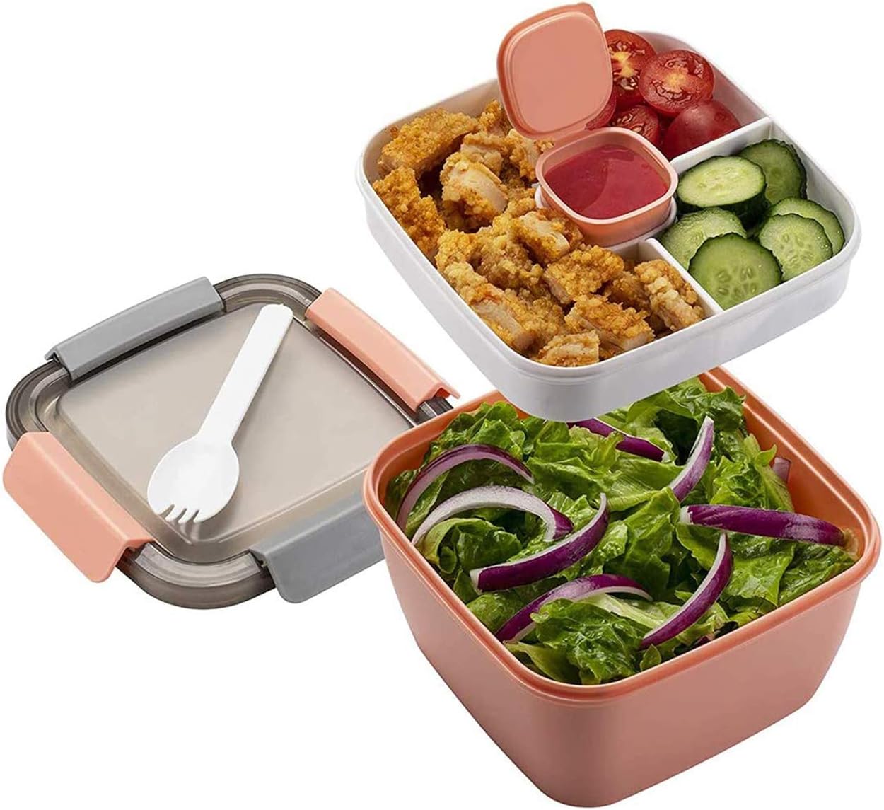 Lunchbox 1,5 l z przegródkami, lunchbox dla dorosłych/dzieci, wytrzymały lunchbox bento, lunchbox na sałatkę, lunchbox nadający się do mikrofalówki, d