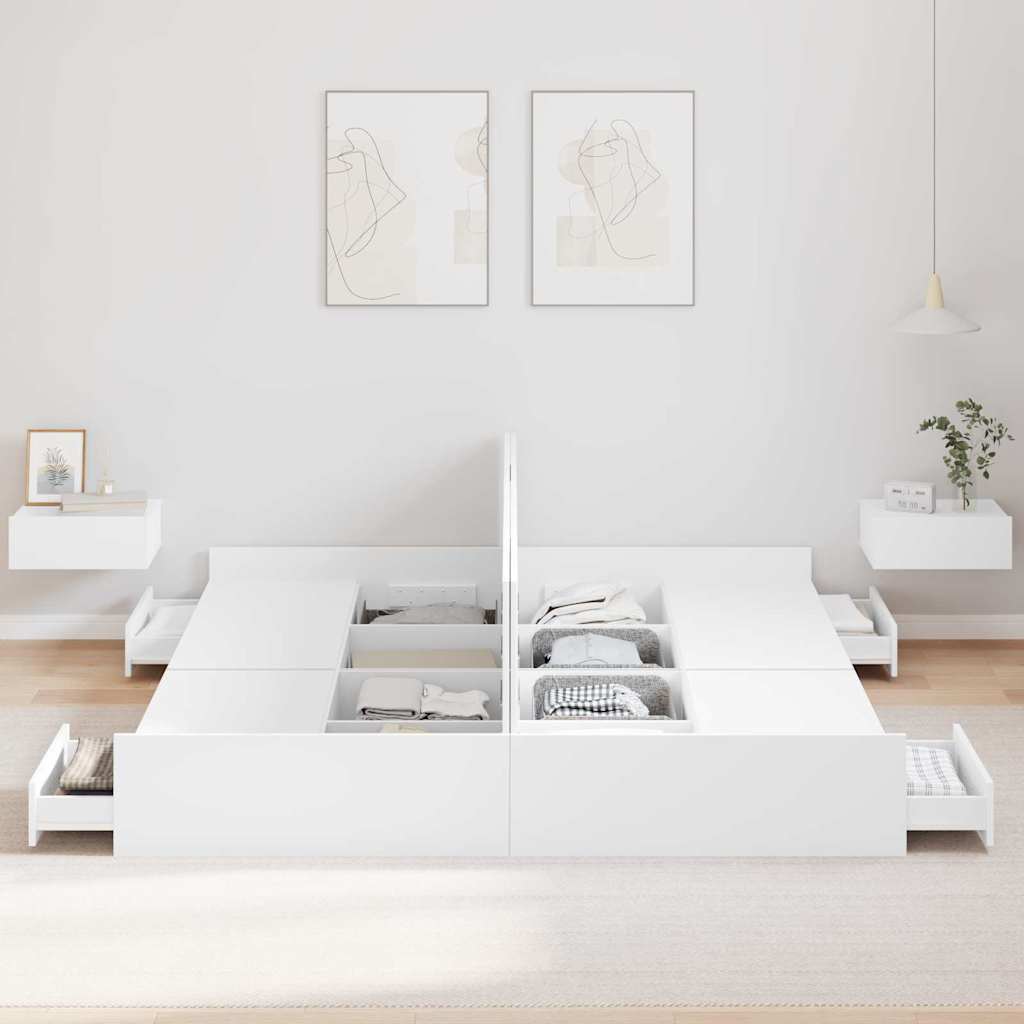 Cadre de lit avec rangement et tiroir blanc 180 x 200 cm - 3