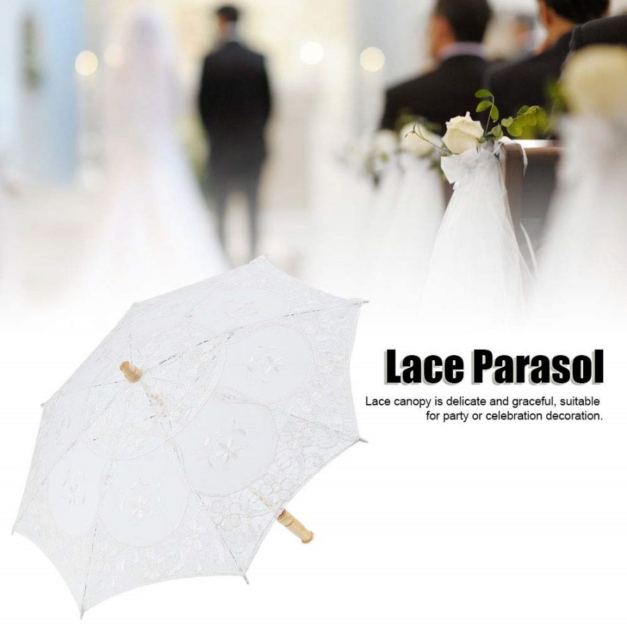 Ombrelle de mariage en dentelle, mini parasol pour mariée. Accessoire idéal pour fête, danse et séance photo.Beige - 5