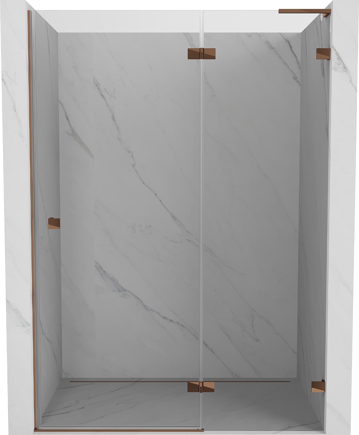 Mexen Lunar L drzwi prysznicowe uchylne prawe 140 cm, transparent, różowe złoto - 834L-140-000-60-00-P