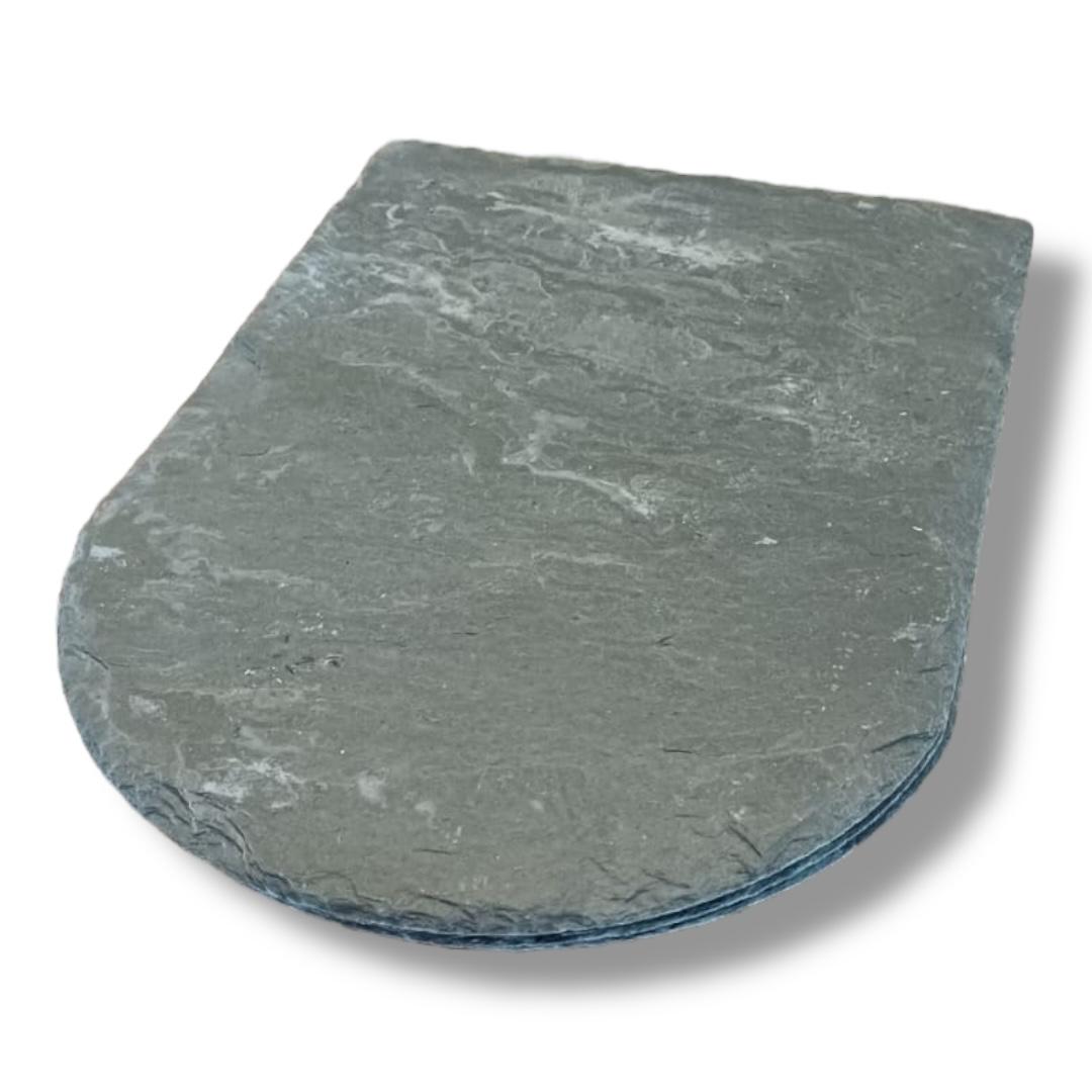 Palette de 35,43 m2 (405 pièces) de dalles rondes en ardoise noire de 35x25 cm + 1 boîte de crochets - 2