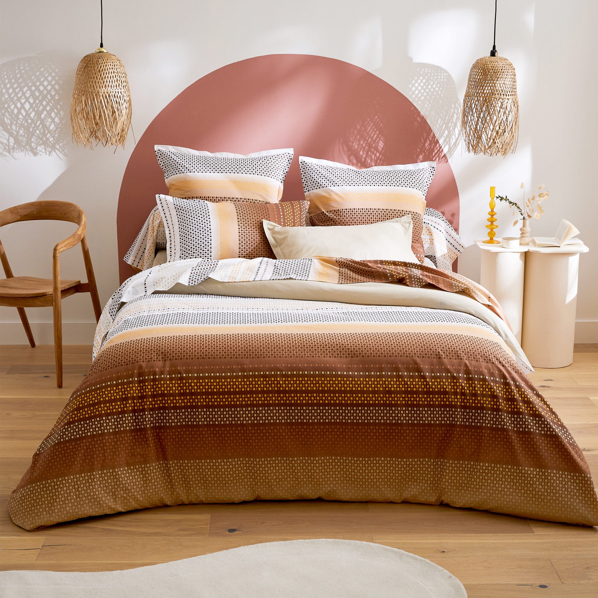 Housse de couette 200x200 cm coton NIAGARA marron Châtaigne - 2