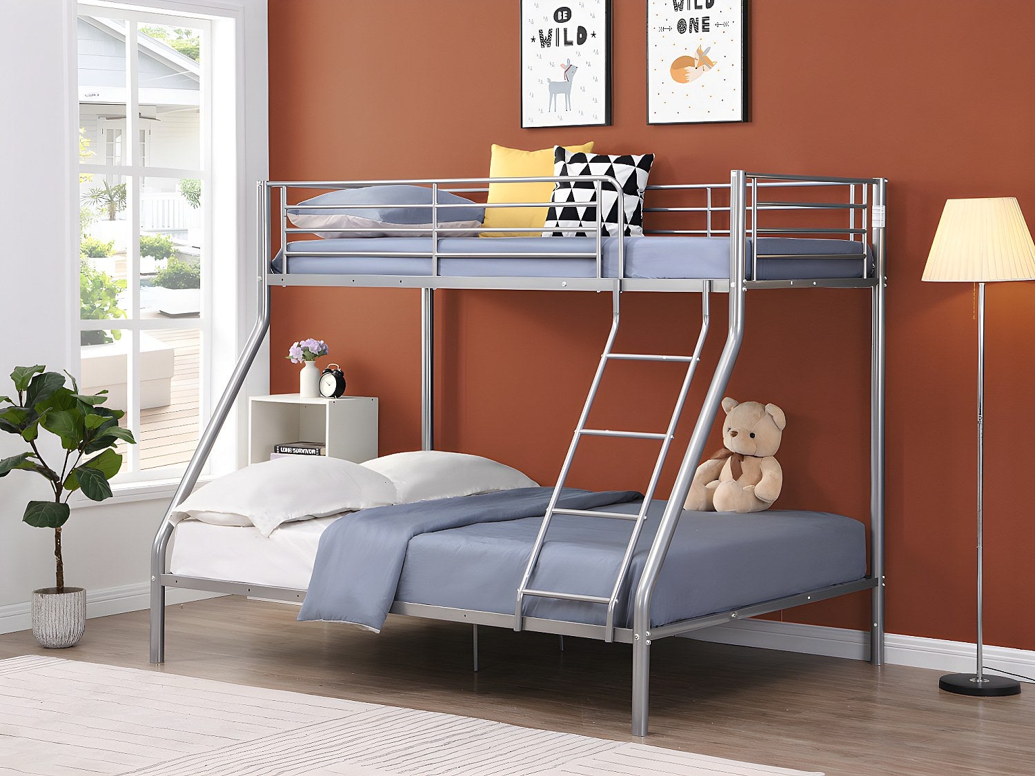 Łóżko piętrowe ELEVATIO IV - 90 i 140 × 190 cm - Stal - Srebry