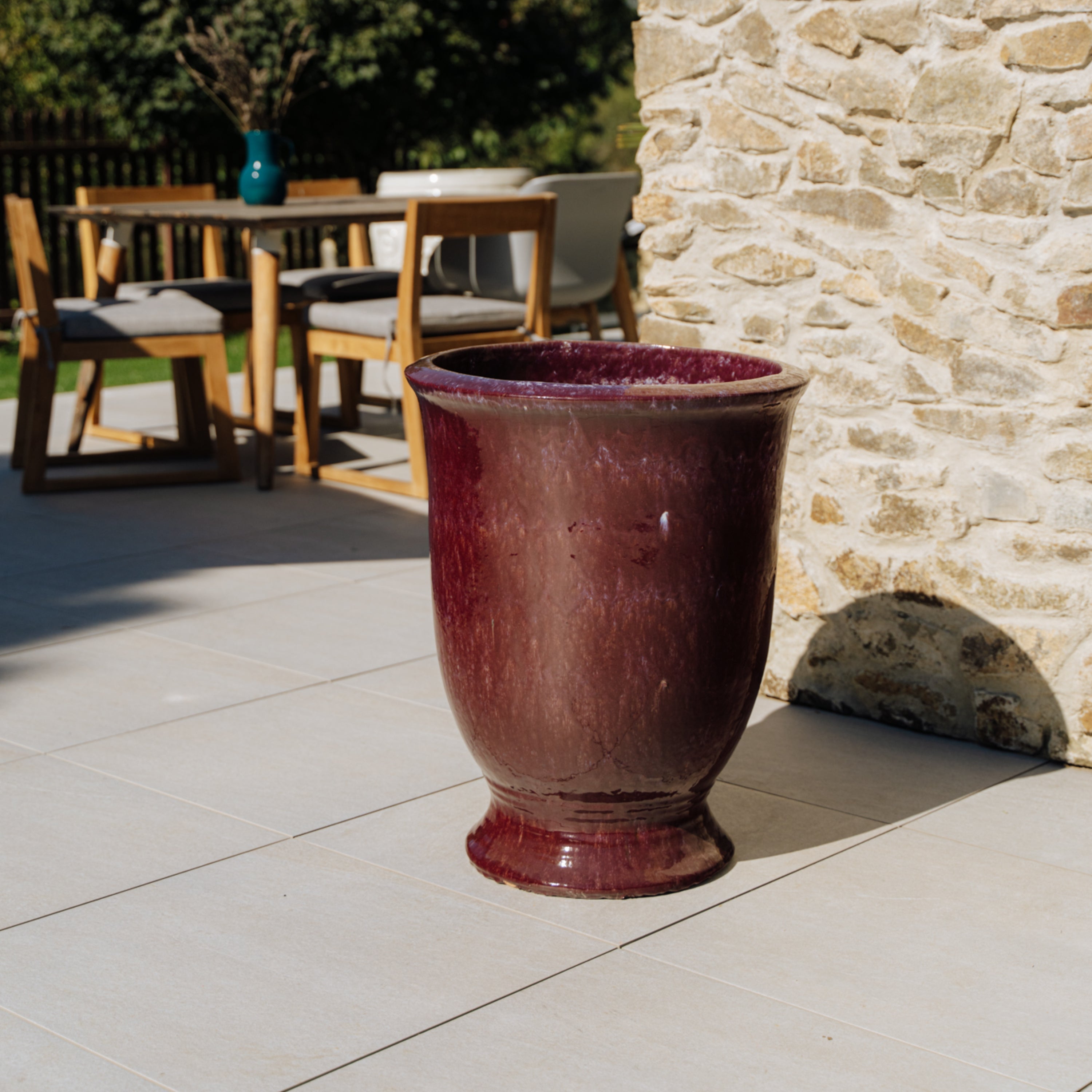 Provencelia Arthur 55x69cm, pot grande taille d'extérieur fait main en terre cuite émaillée, résistant au gel, violet clair - 5