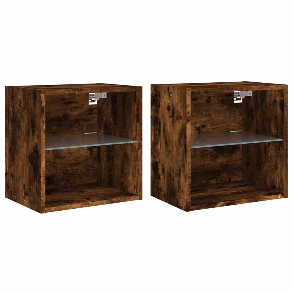 Lot De 2 Tables De Chevet Enfant - Motifs Arc-en-ciel Et Nuages, Bois Massif, 34x30x54 Cm, Avec Rangement - 5