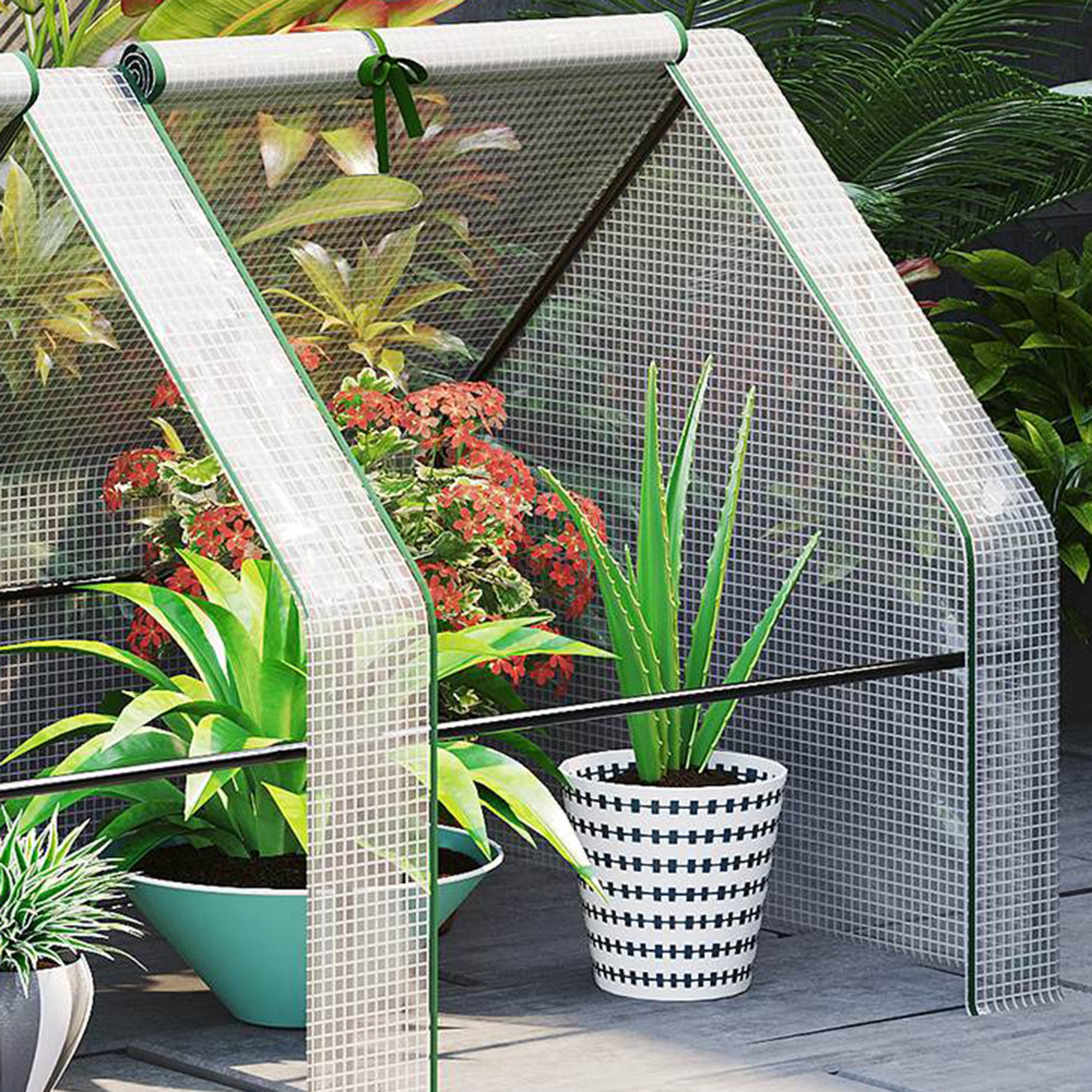 Serre-tunnel plastique 180x90x90 cm Outsunny - 8
