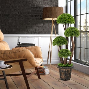 Baoblaze - Arbre Topiaire Artificiel En Boule, Faux Cyprès Rouge Pour Jardin Ou Intérieur