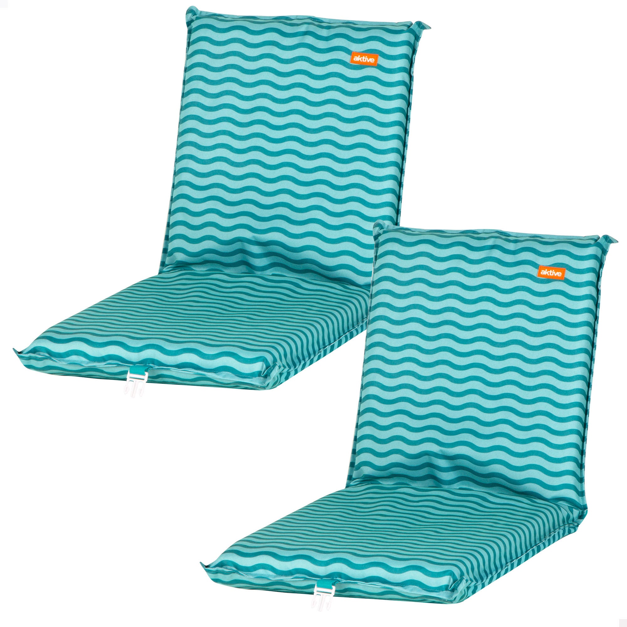 Aktive pack 2 asientos playa bajos multiposición 40x48x56 cm ondas turquesa con bolsillo trasero