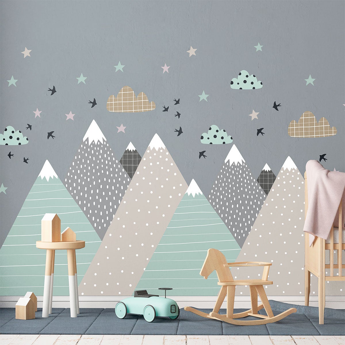 Vinilo niño escandinavo de montaña sarka - adhesivo de pared - revestimiento sticker mural decorativo - 120x180cm - 7