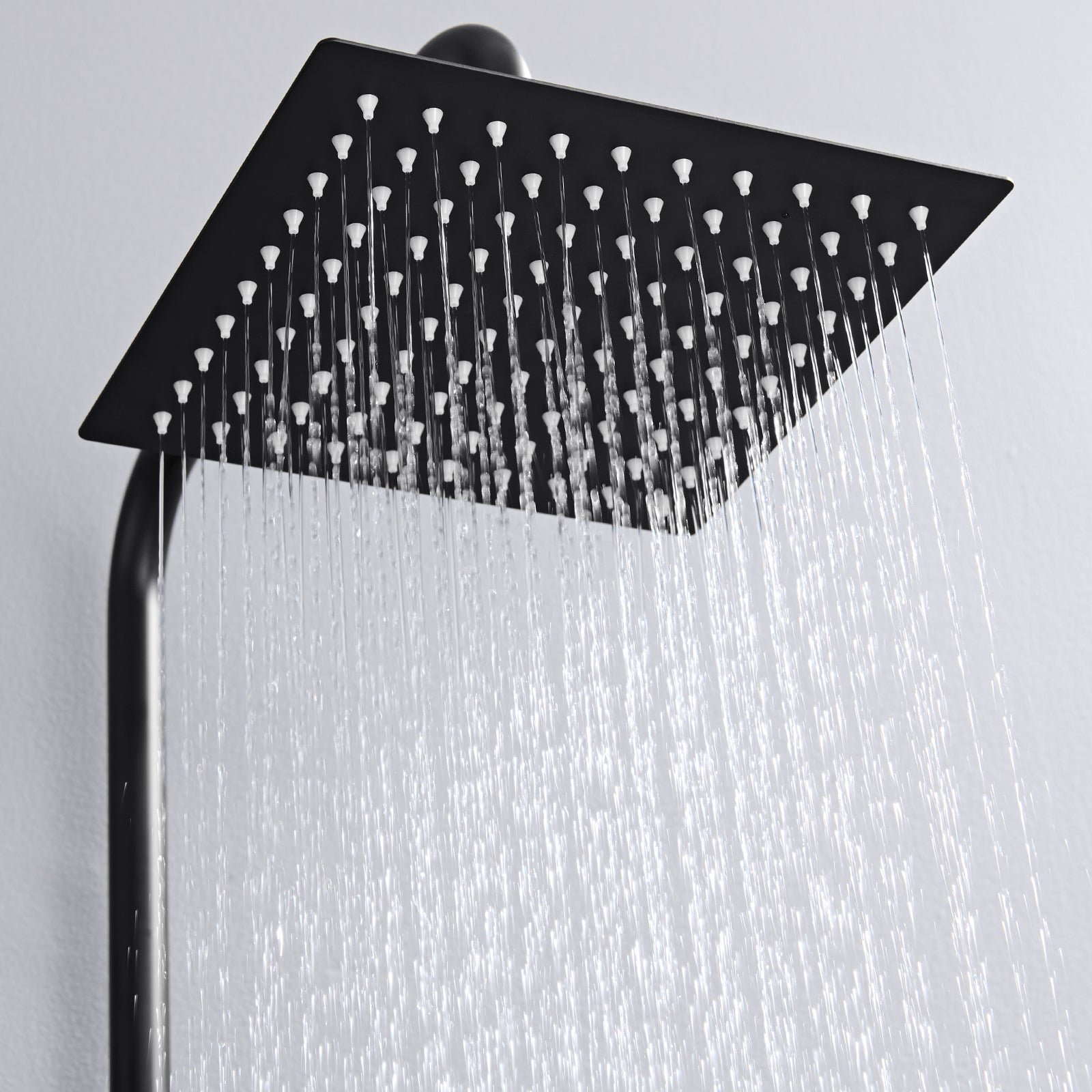 Auralum max Colonne Douche Noir sans Mitigeur Ensemble Douche avec Douchette,Réglable en hauteur avec Tête Douche Carrée 20*20cm,Acier Inoxydable - 2