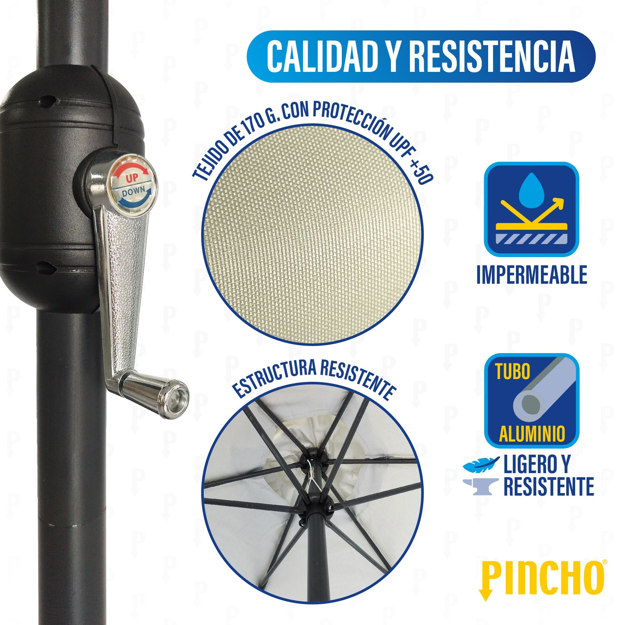 Sombrilla Terraza Exterior 3M – Parasol Grande para Jardín con Protección Solar UV50+, Apertura con Manivela - 2