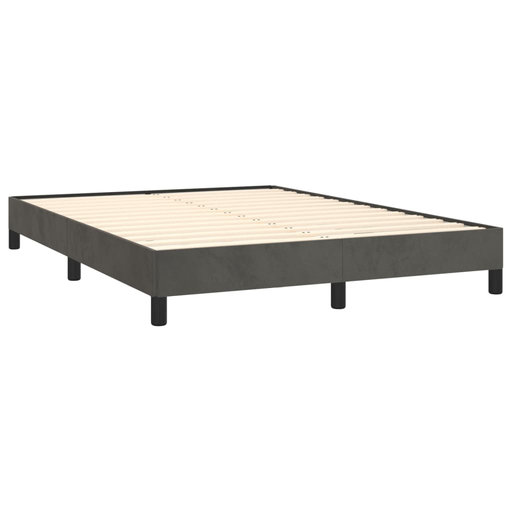 Cadre de lit sans matelas gris foncé 140 x 200 cm velours - 3