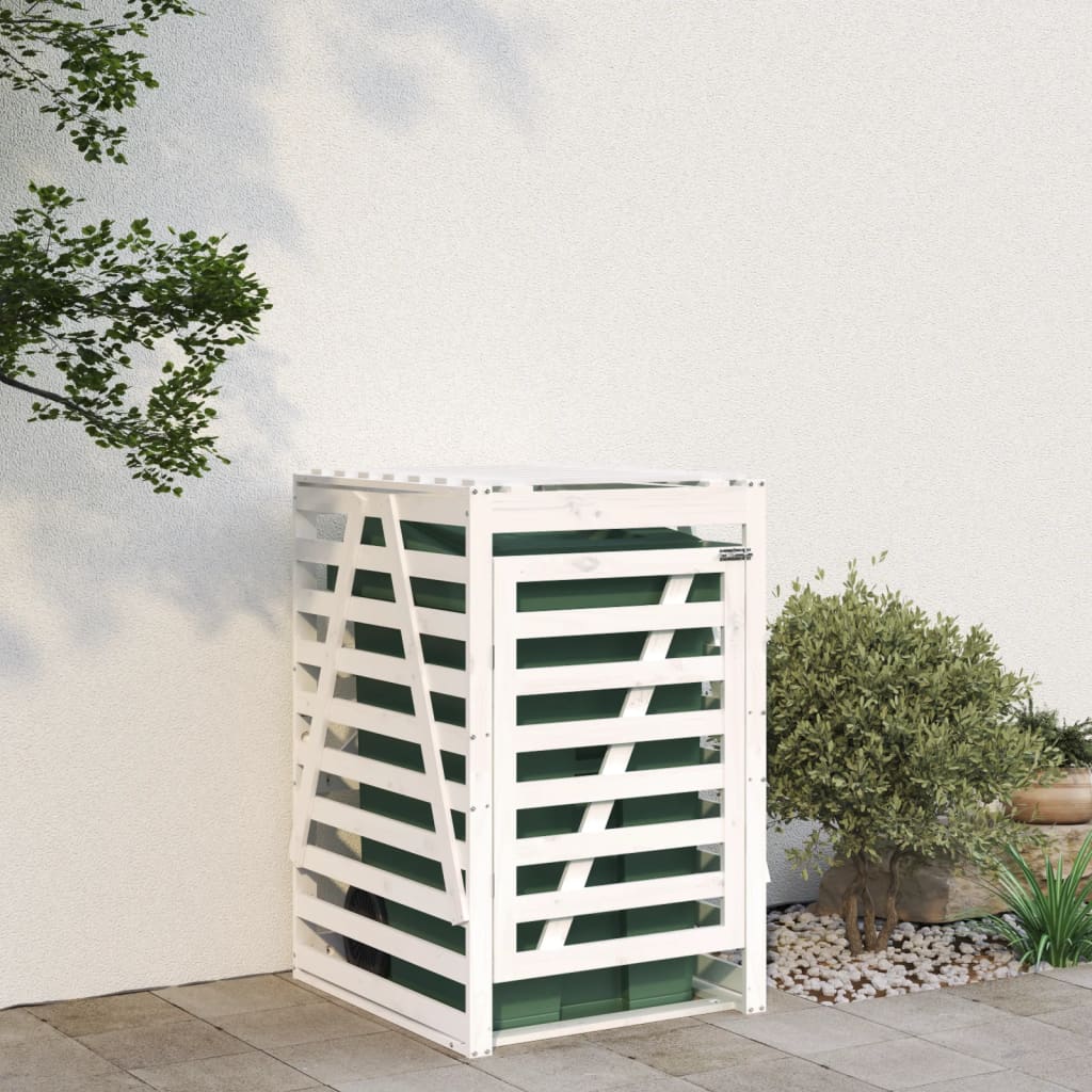 Abri Poubelle Bois Douglas Sur Roulettes - 84x90x128.5cm - Porte Avec Serrure - Extérieur