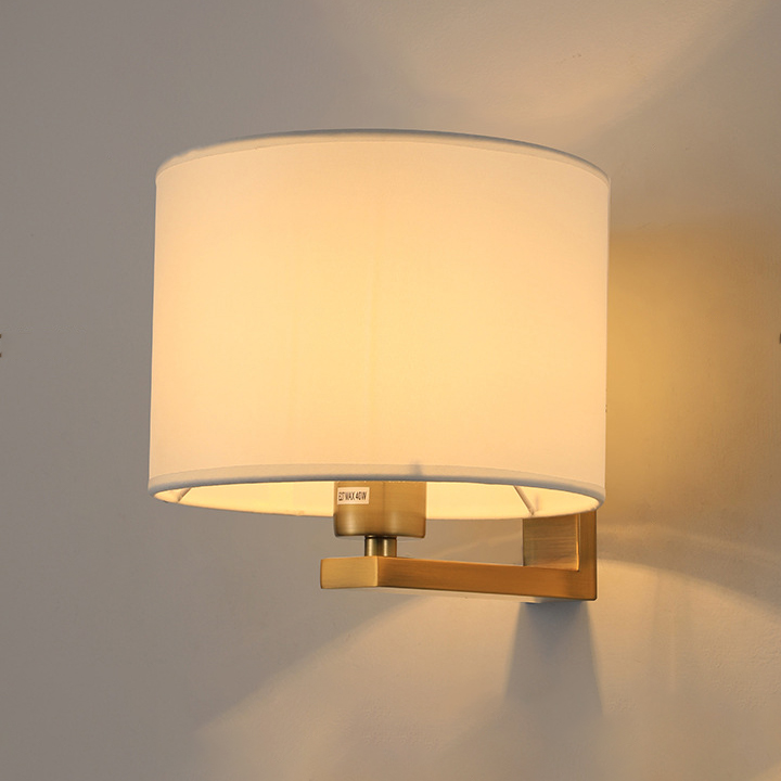 Lampa ścienna z materiałowym abażurem, kinkiety ścienne w stylu vintage boho, lampka nocna ścienna, kinkiet, dekoracyjne oświetlenie z gniazdem E27