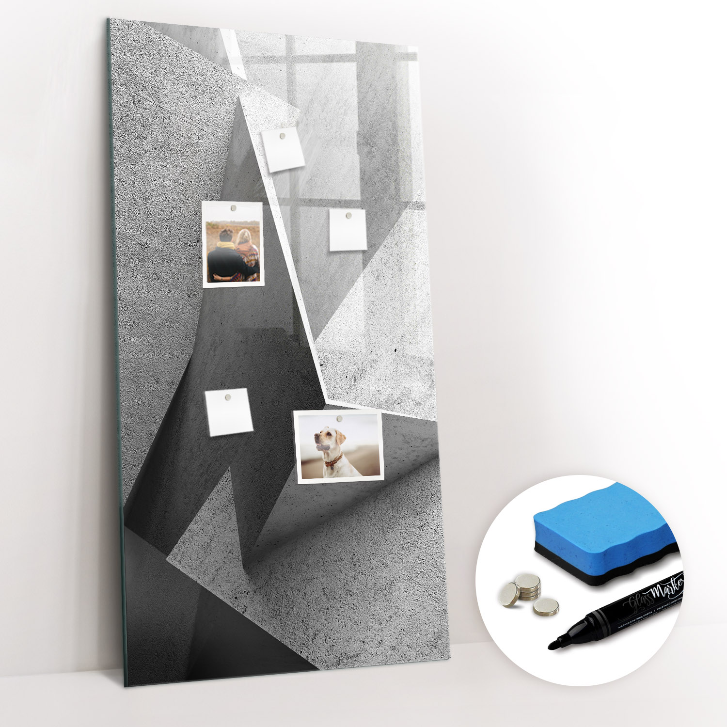 Tableau Sur Verre Trempé Tulup 60x120 – Fond Géométrique Moderne, Blanc
