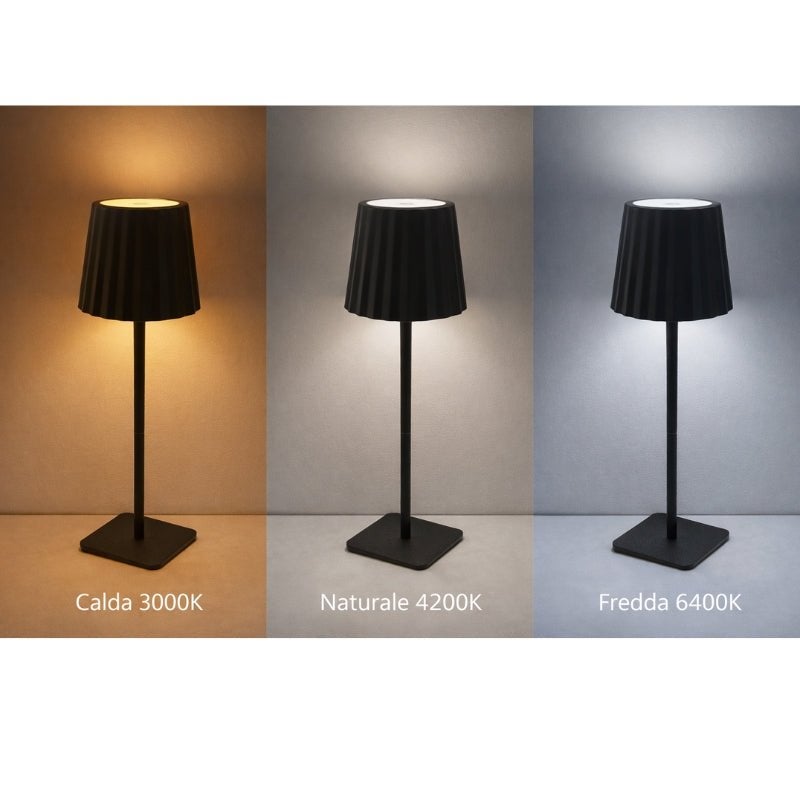 Lampe de Table Rechargeable Tactile Noire Design 3W CCT - 3000K/4200K/6400K - SILAMP - 4