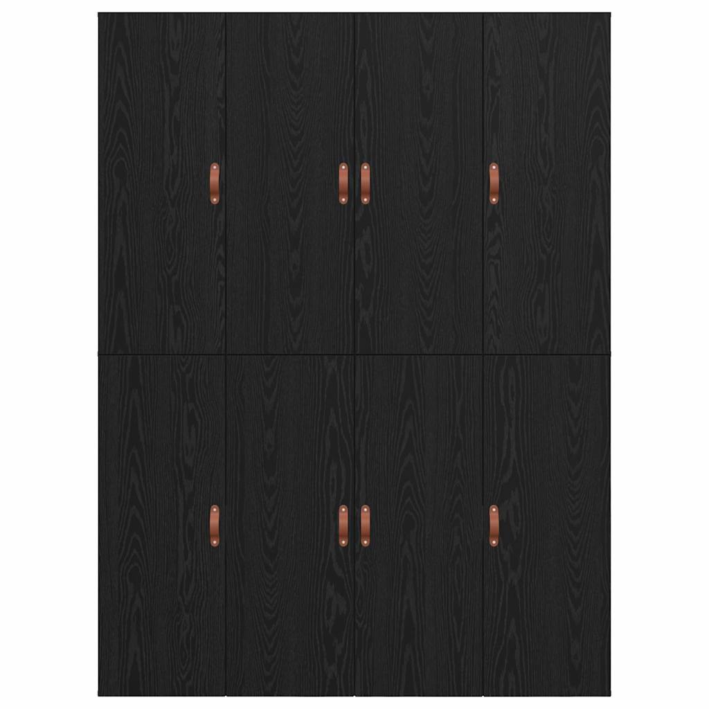 Cadre de lit avec rangement et porte chêne noir 140 x 200 cm - 9