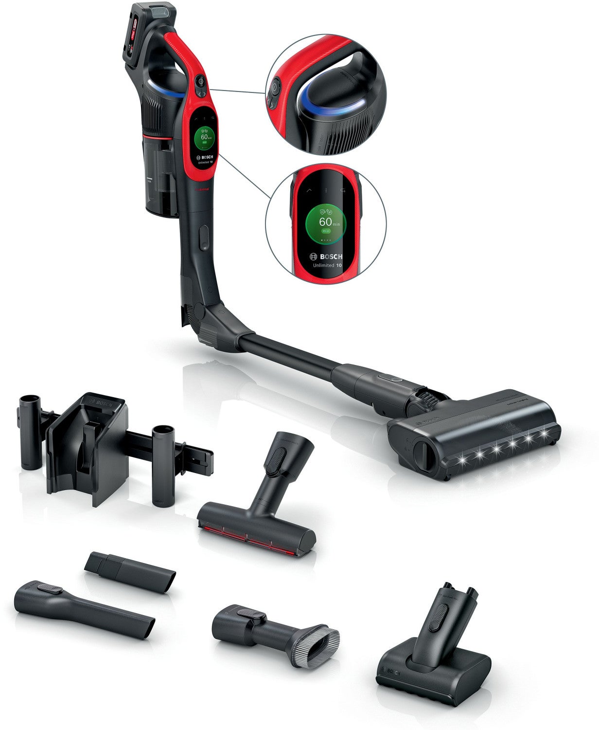 Bosch Bcs1041pet Aspiradora De Pie Y Escoba Eléctrica Aspiradora Escoba Batería Secar Hepa Sin Bolsa 0,4 L 23,5 W 4 Ah Negro/Rojo , Leroy Merlin